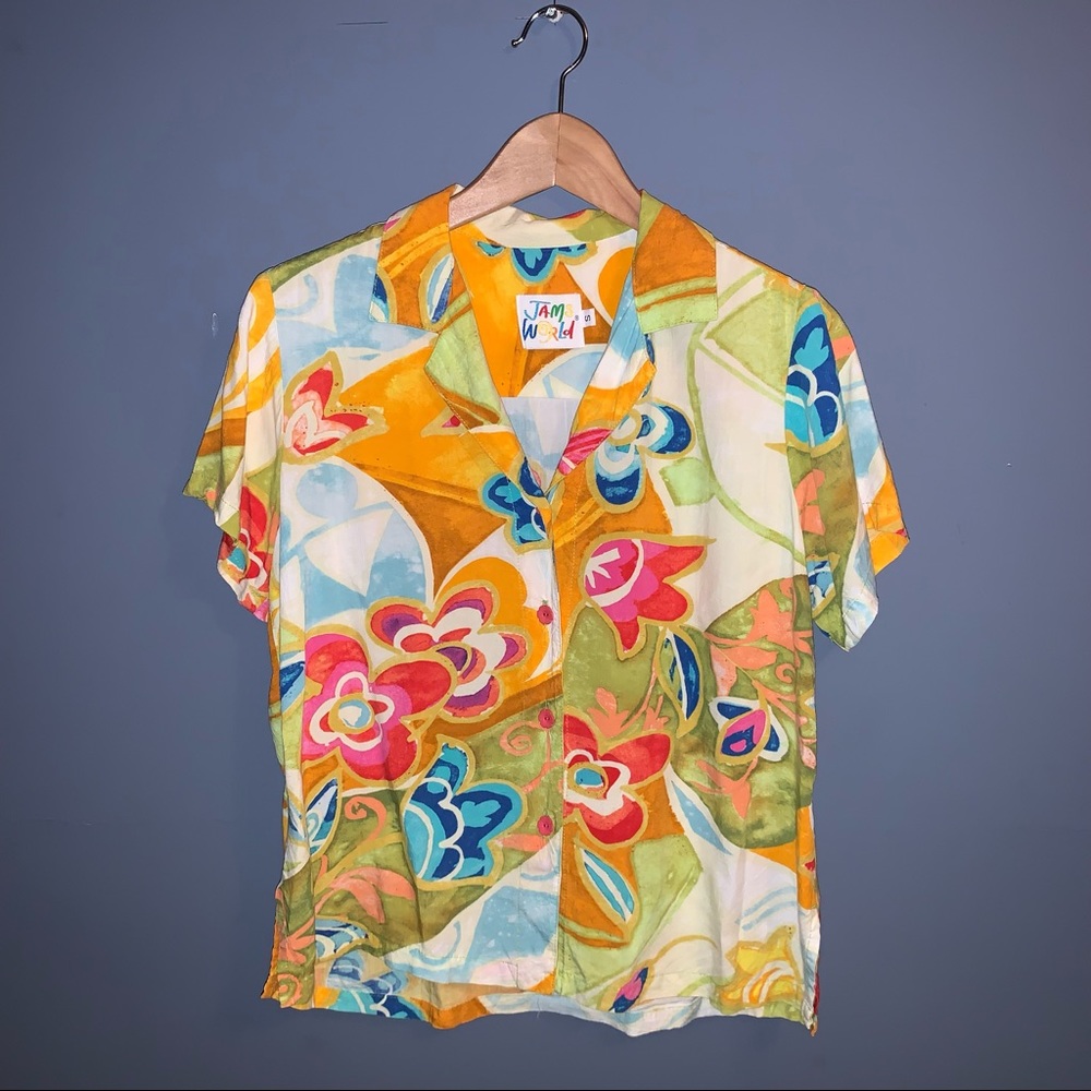 Rare Vintage Jams World Floral Button Up in Snapdragon Size Small